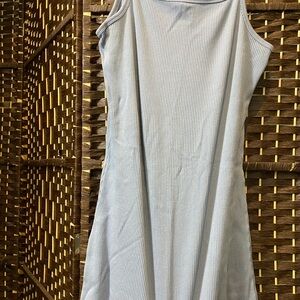 Banana Republic Light Blue Ribbed Tank Mini Dress